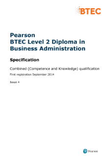 Pearson BTEC Level 2 Diploma in Business Administration specification