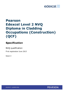 Pearson Edexcel Level 2 NVQ Diploma in Cladding Occupations (Construction) (QCF) specification