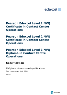 Pearson Edexcel Level 2 NVQ Certificate in Contact Centre Operations