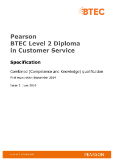 Pearson BTEC Level 2 Diploma in Customer Service (QCF)