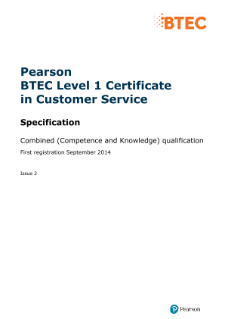 Pearson BTEC Level 1 Certificate in Customer Service specification