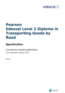 Edexcel Level 2 Diploma in Transporting Goods by Road specification