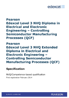Competence-based qualification in Electrical and Electronic Engineering - Controlling Semiconductor and Manufacturing Processes (L3) specification