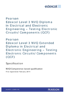 Competence-based qualification in Electrical and Electronic Engineering - Testing Electronic Circuits/Components (L3) specification