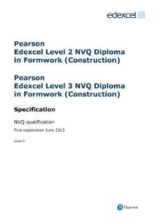 Pearson Edexcel NVQ Diploma in Formwork (Construction) specification