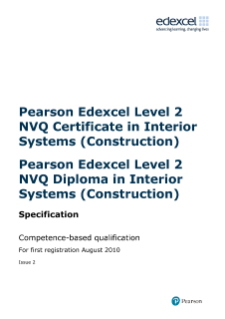 Pearson Edexcel Level 2 NVQ Certificate in Interior Systems (Construction) (QCF)