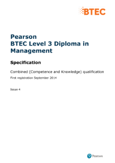 Pearson BTEC Level 3 Diploma in Management 