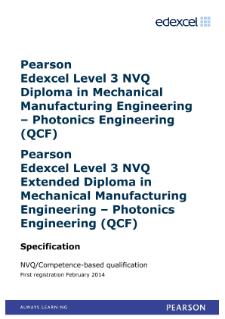 Competence-based qualification in Mechanical Manufacturing Engineering - Photonics Engineering (L3) specification