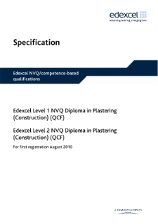 Specification - Edexcel Level 2 NVQ Diploma in Plastering (Construction) (QCF)