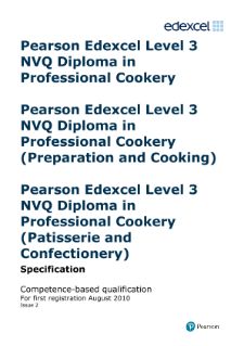NVQ Diploma in Professional Cookery (Patisserie and Confectionery) (L3) specification