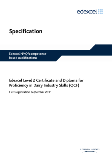 Competence-based qualifications in Proficiency in Food Industry Skills (L3) specification