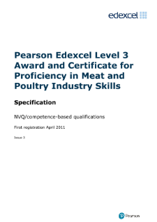 Competence-based qualification or Proficiency in Meat and Poultry Industry Skills (L3) specification