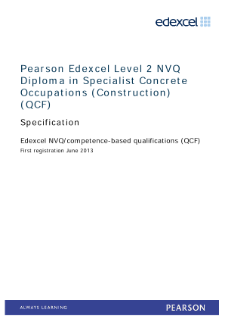 Edexcel Level 2 NVQ Diploma in Specialist Concrete Occupations (Construction) specification