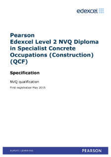 Pearson Edexcel Level 2 NVQ Certificate in Specialist Concrete Occupations – Background Preparation and Profiling (Construction) specification