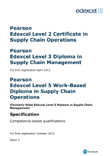 Pearson Edexcel Level 3 Diploma in Supply Chain Management (QCF)