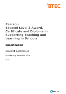 Edexcel Level 3 Specialist Support for Teaching and Learning in Schools specification