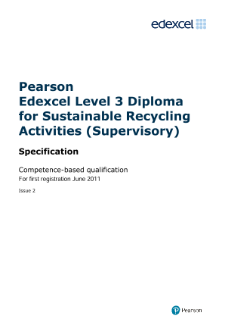 Edexcel Level 3 Diploma for Sustainable Recycling Activities (Supervisory) specification