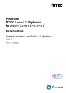 Specification | Pearson BTEC Level 3 Diploma in Adult Care (England)