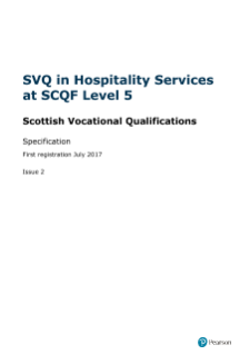 SVQ in Hospitality Services at SCQF Level 5 specification