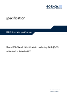 BTEC Level 1 Certificate in Leadership Skills specification