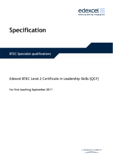 BTEC Level 2 Certificate in Leadership Skills specification