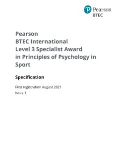 Pearson BTEC International L3 in Principles of Psychology in Sport specification