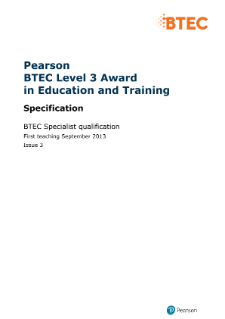 BTEC Level 3 Award in Education and Training specification