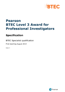 BTEC Level 3 Award for Professional Investigators specification