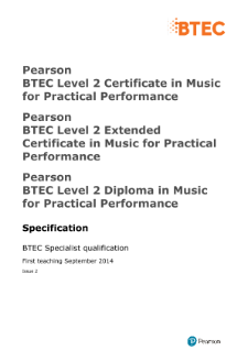 BTEC Level 2 Music for Practical Performance specification