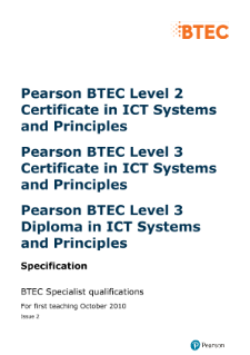 BTEC Level 2 Certificate in ICT Systems and Principles specification