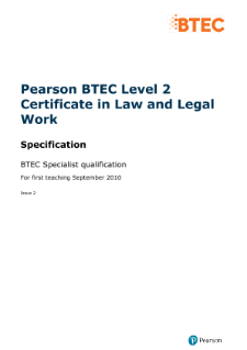 BTEC Level 2 Certificate in Law and Legal Work specification