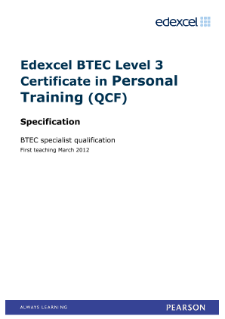 BTEC Specialist | Personal Training (L3) | Pearson Qualifications