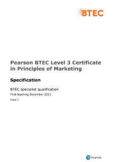Pearson BTEC Level 3 Certificate in Principles of Marketing