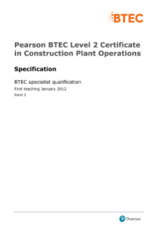 BTEC Level 2 Certificate in Construction Plant Operations specification