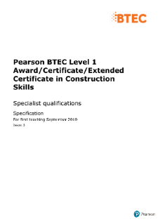 BTEC Level 1 Construction Skills specification