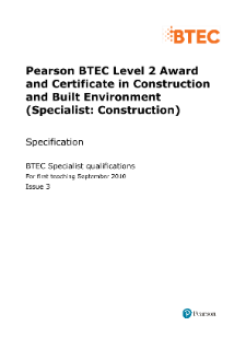BTEC Level 2 Construction and Built Environment (Specialist - Construction) specification