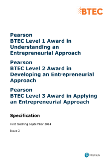 Pearson Edexcel Level 2 Award in Developing an Entrepreneurial Approach specification