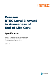 BTEC Level 3 Award in Awareness of End of Life Care specification