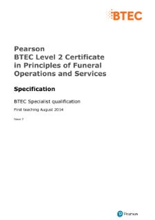 BTEC Level 2 Certificate in Principles of Funeral Operations and Services specification