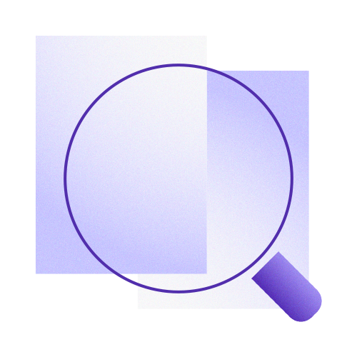 documents with magifying glass icon