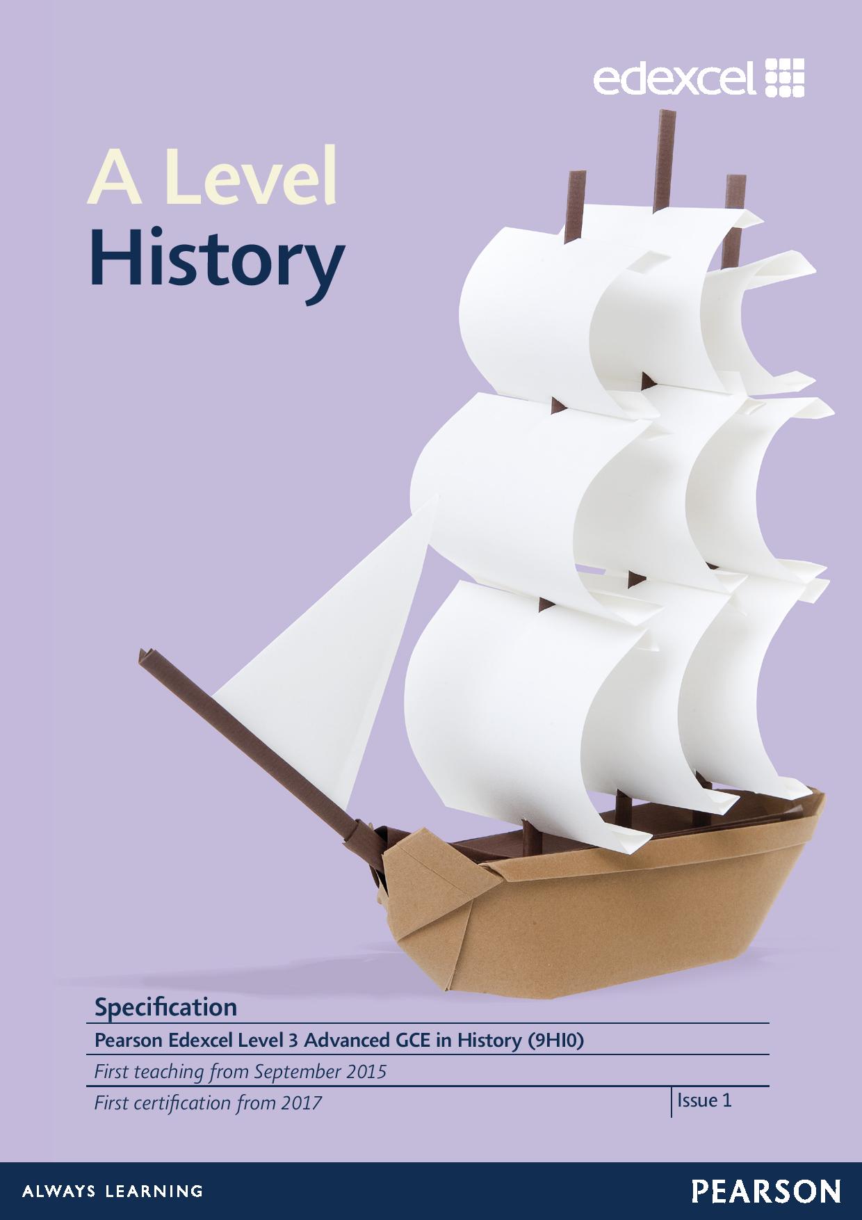 Link to Edexcel A level History specification page