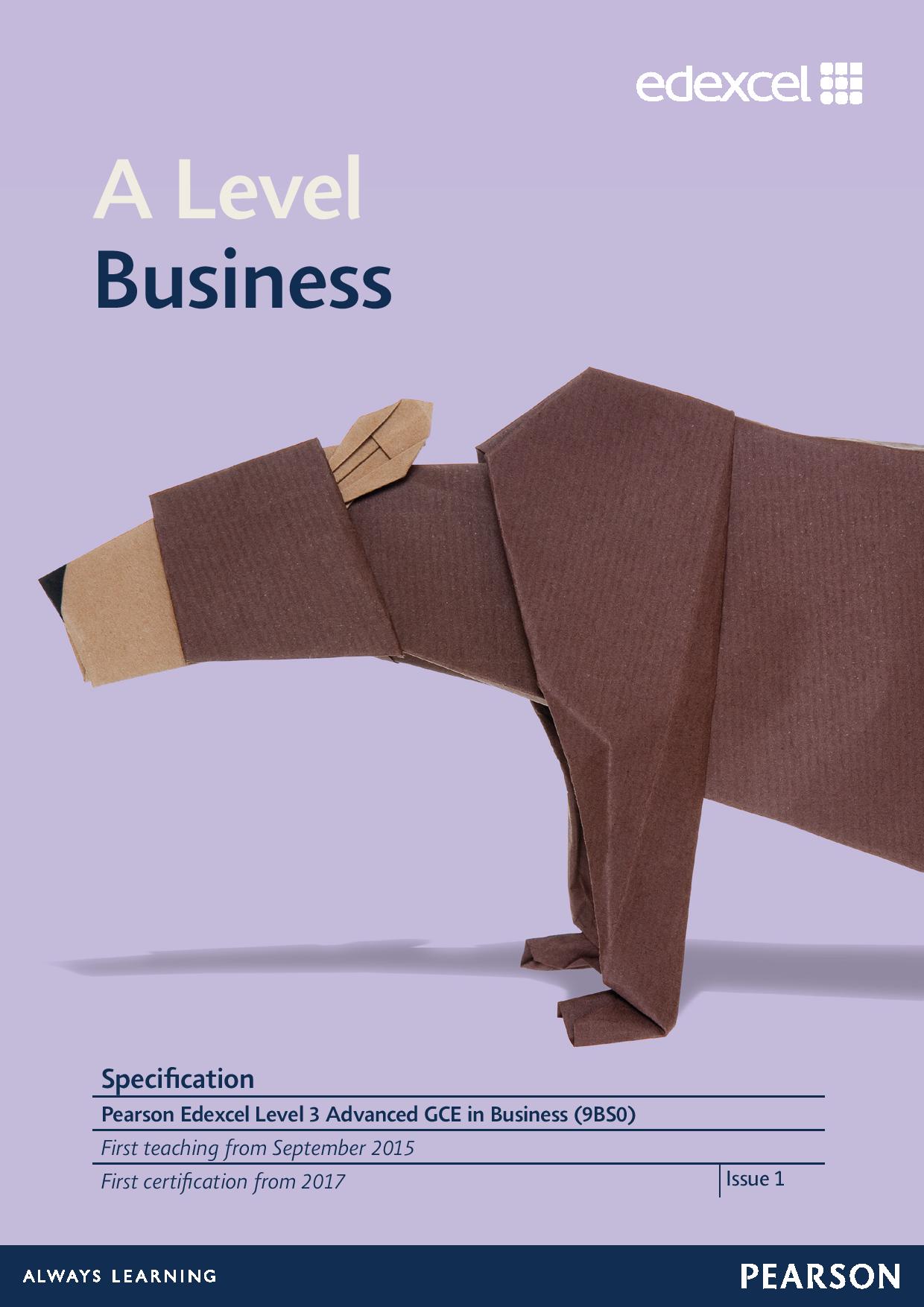 Link to Edexcel A level Business specification page