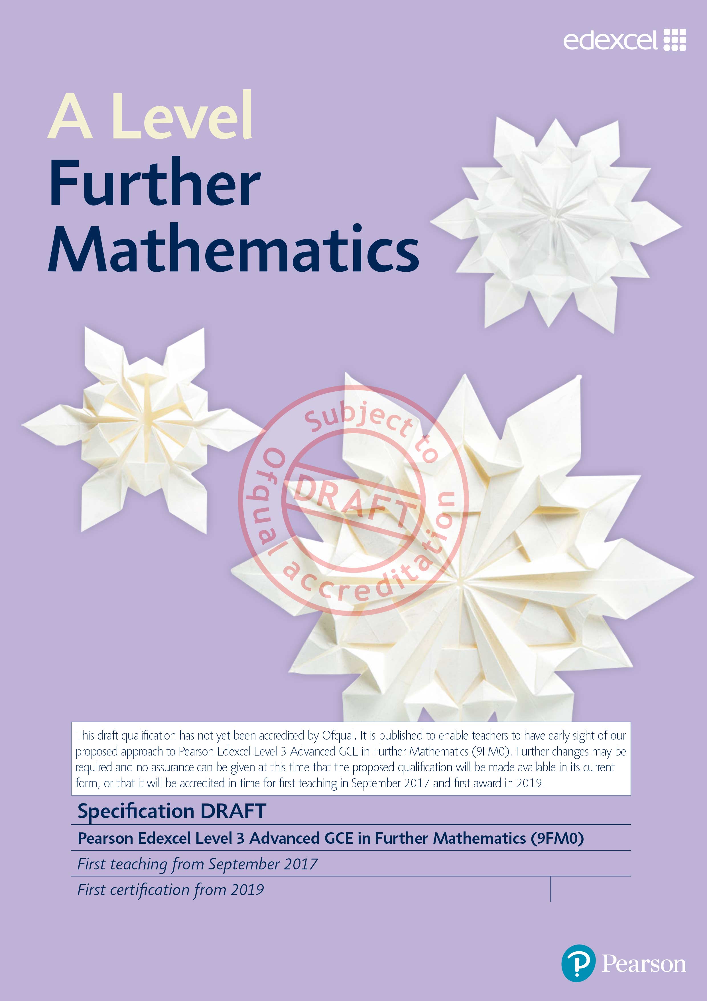 A level Further Mathematics specification for September 2017