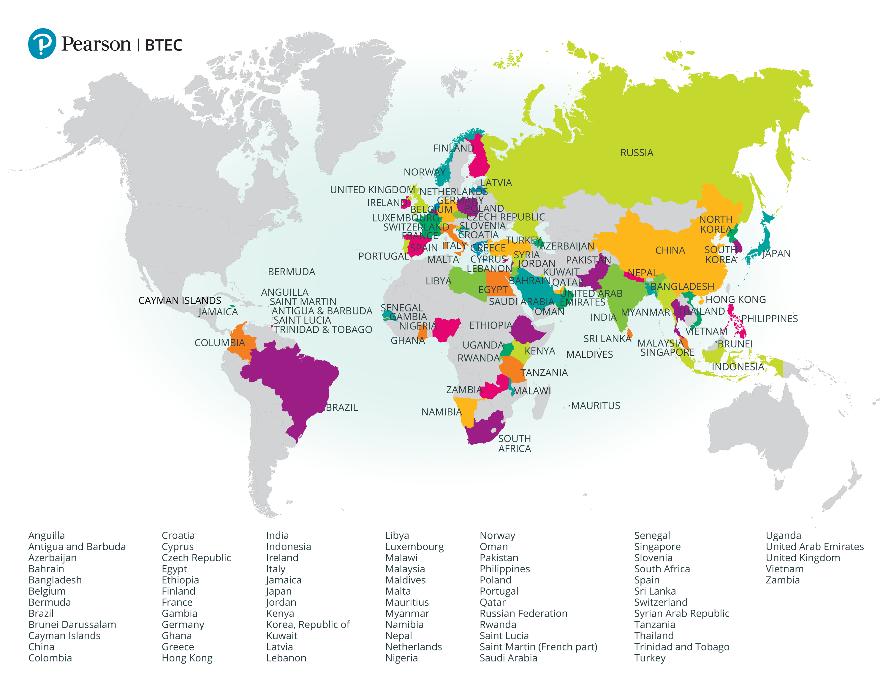 70 Countries where BTEC is recognised