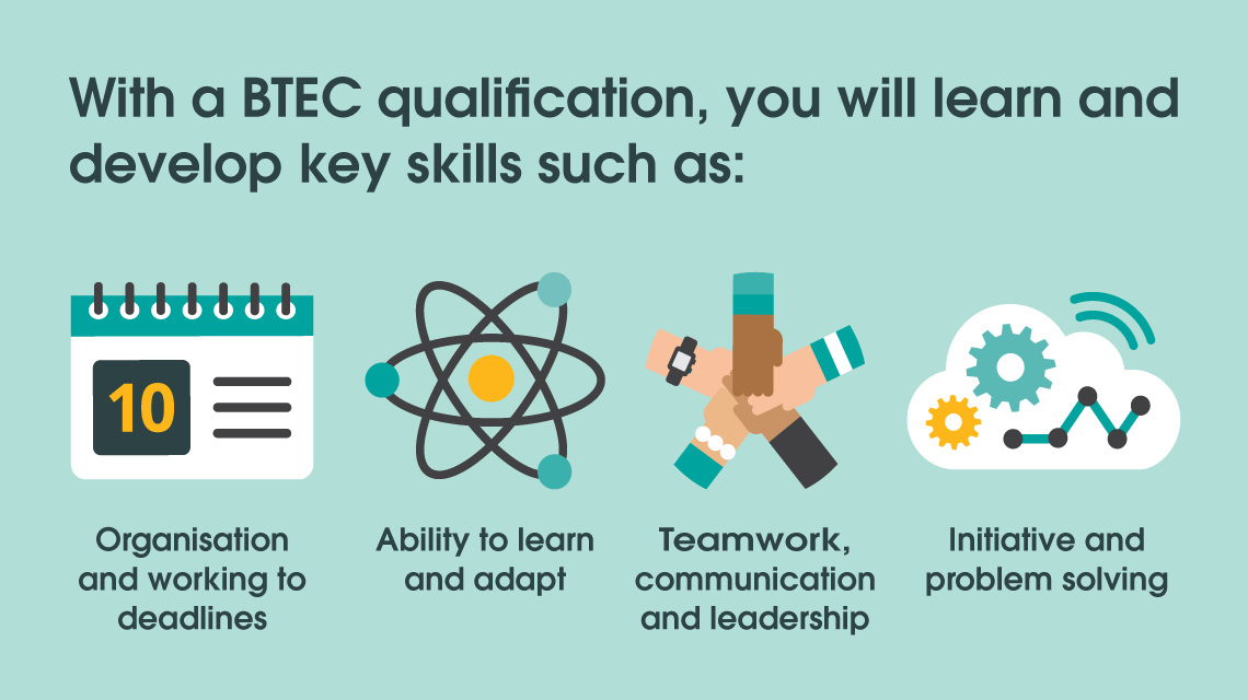 With a BTEC qualification, you will learn and develop skills.
