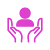 a person between two hands icon
