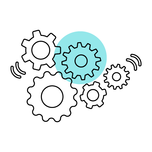 moving cogs pictogram