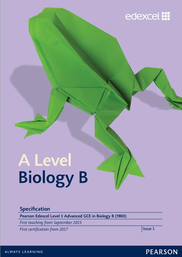 Link to Edexcel A level Biology B specification page