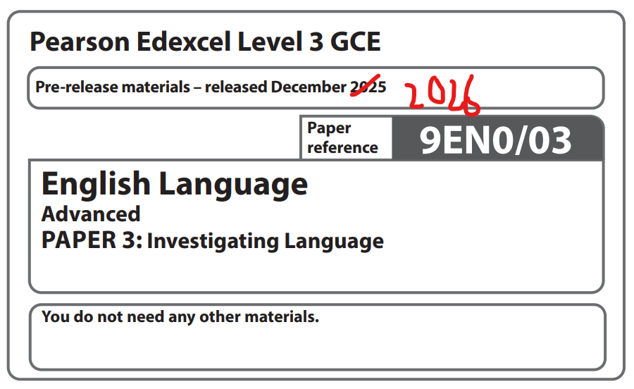 Snip of top of assessment materials