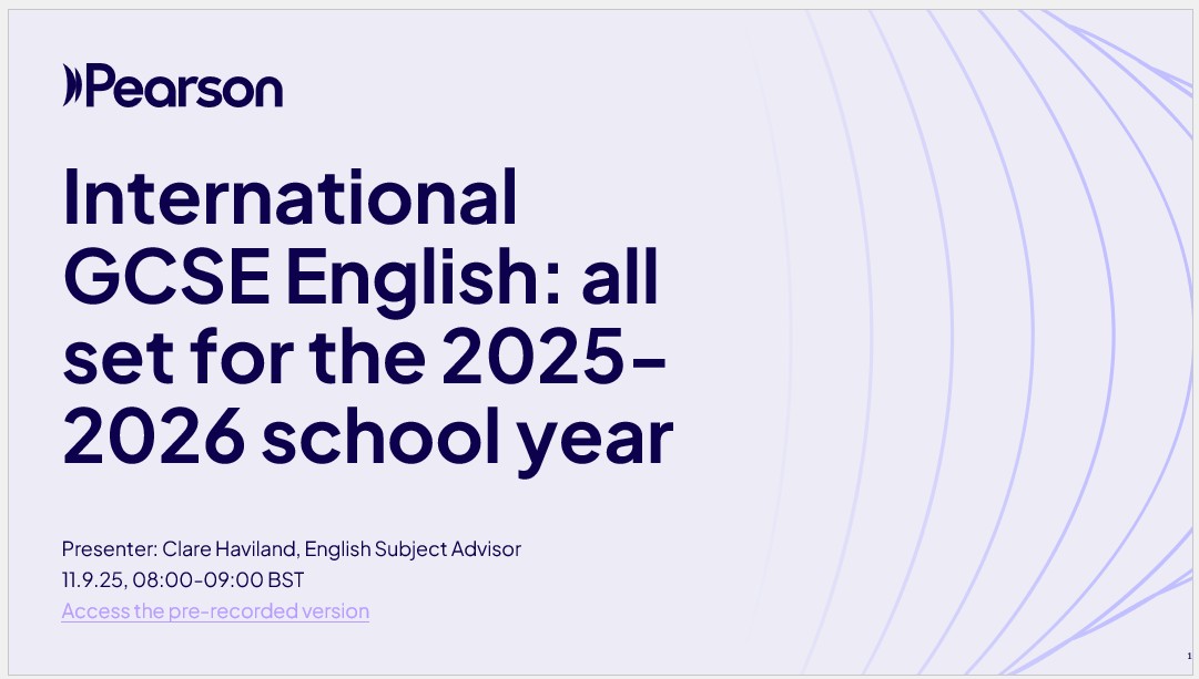 Slide showing title of Int GCSE all set event